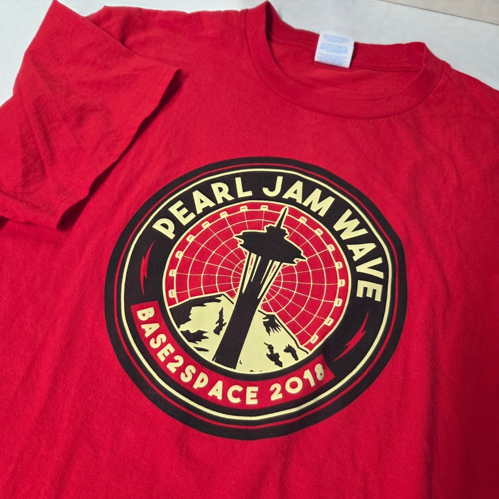 Pearl Jam Wave Base2Space 2018 Red T Shirt Concert Charity Event
